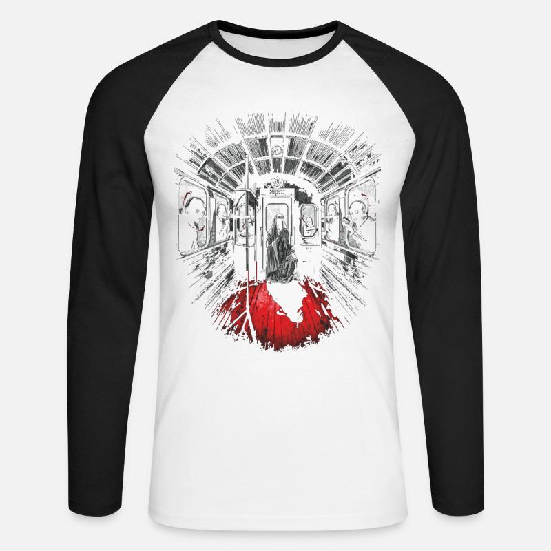 Midnight passenger – Ghost train - Unisex Baseballshirt langarm - Weiß/Schwarz