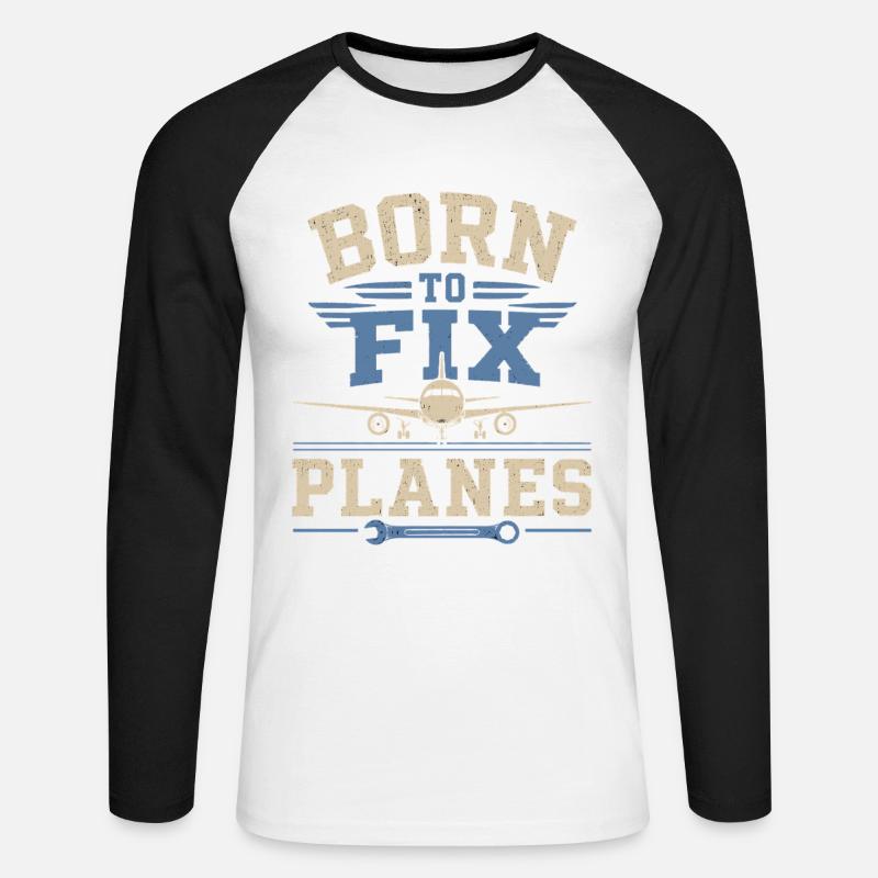 Luftfahrt Ingenieur Flugzeugtechnik Wartung - Unisex Baseballshirt langarm - Weiß/Schwarz