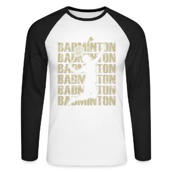 Badmintonspieler Im Retro-Stil - Unisex Baseballshirt langarm - Weiß/Schwarz - Vorne - Nik (191cm)