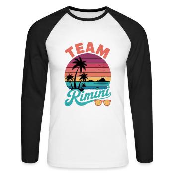 Team Rimini Sunset - Unisex Long Sleeve Baseball T-Shirt - white/black - Front - Nik (191cm)