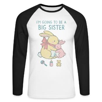 Gender reveal baby shower big sister baby - Unisex Long Sleeve Baseball T-Shirt - white/black - Front - Nik (191cm)