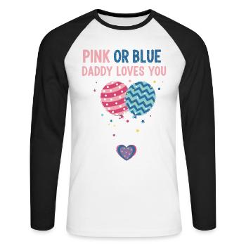 Geschlechterenthüllung Pink oder Blau Papa liebt dich, Baby - Unisex Baseballshirt langarm - Weiß/Schwarz - Vorne - Nik (191cm)