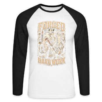 Oil Rig Rig Worker Forged By Hard Work - Unisex Long Sleeve Baseball T-Shirt - white/black - Front - Nik (191cm)