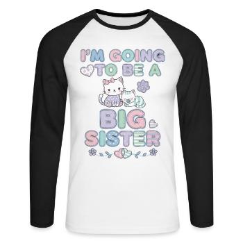 Im Going To Be A Big Sister Baby Shower Gender - Unisex Long Sleeve Baseball T-Shirt - white/black - Front - Nik (191cm)