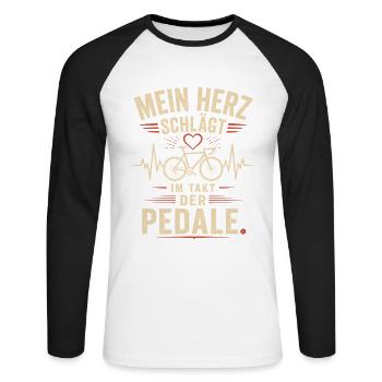 Mein Herz Schlägt Fahrrad Shirt - Unisex Baseballshirt langarm - Weiß/Schwarz - Vorne - Nik (191cm)