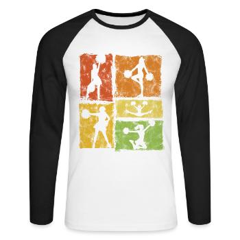 Cheerleader Squad Cheer Sport Retro Style - Unisex Long Sleeve Baseball T-Shirt - white/black - Front - Nik (191cm)