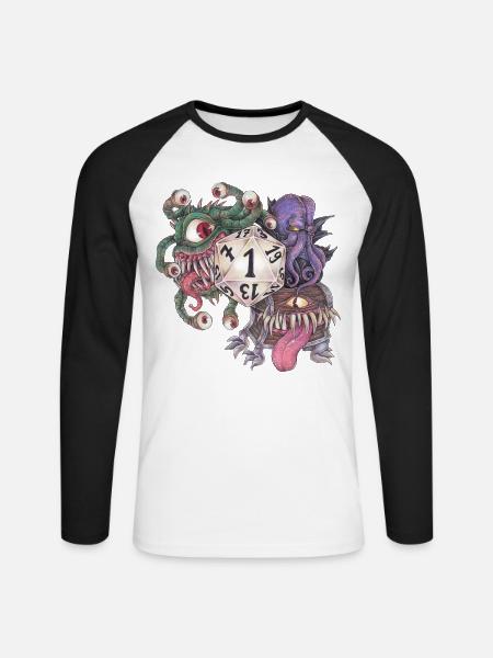 Rollenspiel Tabletop D20 Würfel Geschenk Fail - Unisex Baseballshirt langarm - Weiß/Schwarz