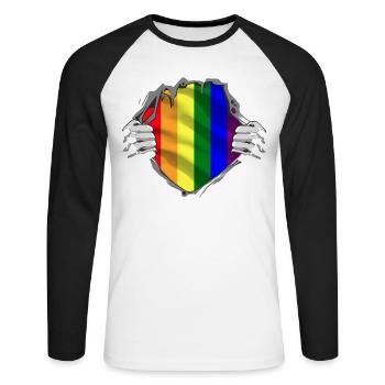 LGBT Flag Gay Pride Month Rainbow - Unisex Long Sleeve Baseball T-Shirt - white/black - Front - Nik (191cm)
