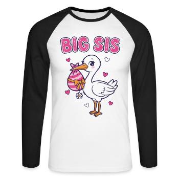 Geschlechterenthüllung Big Sister Babyparty Team Pink Mom - Unisex Baseballshirt langarm - Weiß/Schwarz - Vorne - Nik (191cm)