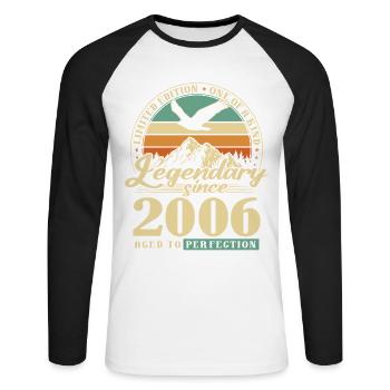Gift, né en 2006, 20e anniversaire, 20 ans - T-shirt baseball manches longues Homme - blanc/noir - Devant - Nik (191cm)