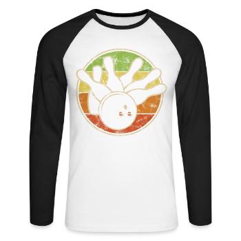 Vintage Bowling Kegel Mit Kugel Für Kegel Club - Unisex Baseballshirt langarm - Weiß/Schwarz - Vorne - Nik (191cm)