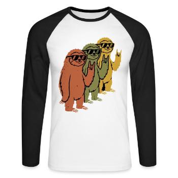 Cool Sloths Skirt - Unisex Long Sleeve Baseball T-Shirt - white/black - Front - Nik (191cm)