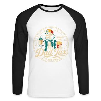 Dad Tax Retro Snack Badge - Unisex Long Sleeve Baseball T-Shirt - white/black - Front - Nik (191cm)