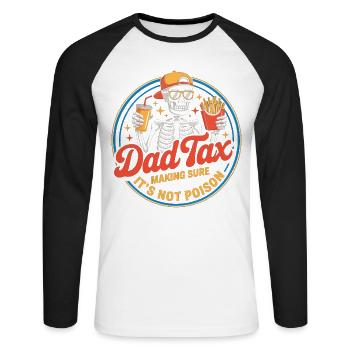 Dad Tax Skeleton Snack Tee - Unisex Long Sleeve Baseball T-Shirt - white/black - Front - Nik (191cm)