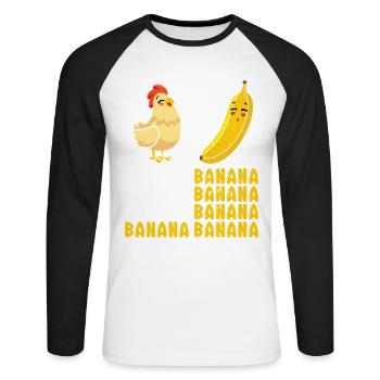 Danse du poulet et banane Danse drôle du poulet - T-shirt baseball manches longues Homme - blanc/noir - Devant - Nik (191cm)