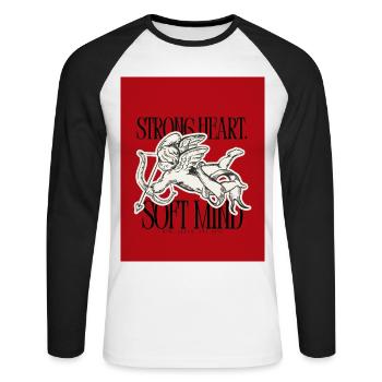 Starke Herzen, zarte Köpfe - Unisex Baseballshirt langarm - Weiß/Schwarz - Vorne - Nik (191cm)