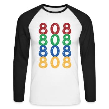 Joyeux jour 808 - T-shirt baseball manches longues Homme - blanc/noir - Devant - Nik (191cm)