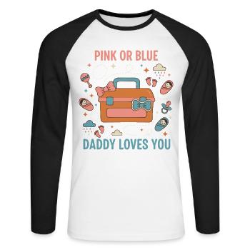 Geschlechterenthüllung Pink oder Blau Papa liebt dich, Baby - Unisex Baseballshirt langarm - Weiß/Schwarz - Vorne - Nik (191cm)