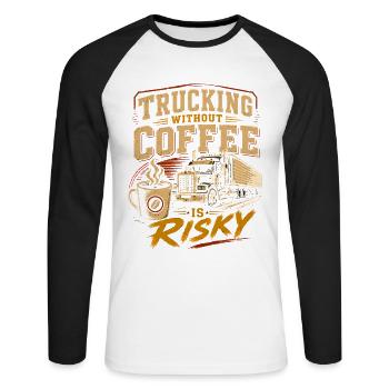 Transports de camions Logistique - T-shirt baseball manches longues Homme - blanc/noir - Devant - Nik (191cm)