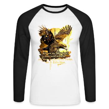 Adler Mindset Freiheit Persönlichkeitsentwicklung - Unisex Baseballshirt langarm - Weiß/Schwarz - Vorne - Nik (191cm)