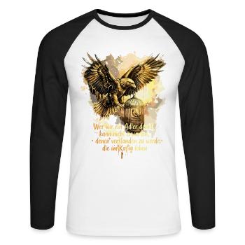 Adler Mindset Freiheit Persönlichkeitsentwicklung - Unisex Baseballshirt langarm - Weiß/Schwarz - Vorne - Nik (191cm)