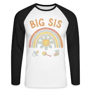 Gender Reveal Big Sis Baby Shower Big Sister Team - Unisex Long Sleeve Baseball T-Shirt - white/black - Front - Nik (191cm)