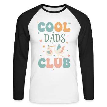 Révélation de sexe Cool Dads Club Baby shower Grossesse - T-shirt baseball manches longues Homme - blanc/noir - Devant - Nik (191cm)