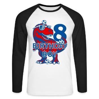 8 ANS D’ANNIVERSAIRE GARÇON FOOTBALL 8E ANNIVERSAIRE - T-shirt baseball manches longues Homme - blanc/noir - Devant - Nik (191cm)