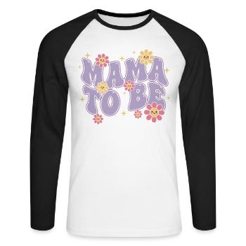 Révélation du sexe Maman pour être la mère de la baby shower Papa - T-shirt baseball manches longues Homme - blanc/noir - Devant - Nik (191cm)