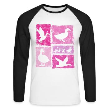 Ducks Vintage Silhouettes For Women And Girls - Unisex Long Sleeve Baseball T-Shirt - white/black - Front - Nik (191cm)