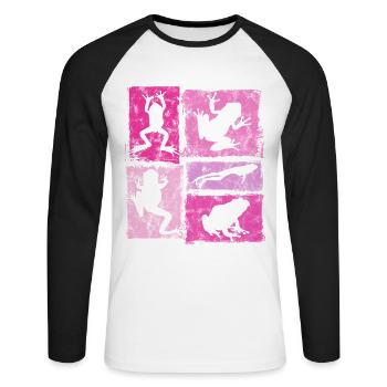 Retro frog graphic for women and girls - Unisex Long Sleeve Baseball T-Shirt - white/black - Front - Nik (191cm)