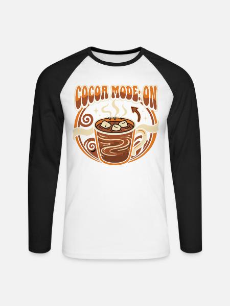 Kakao Heiße Schokolade Marshmallows Retro - Unisex Baseballshirt langarm - Weiß/Schwarz