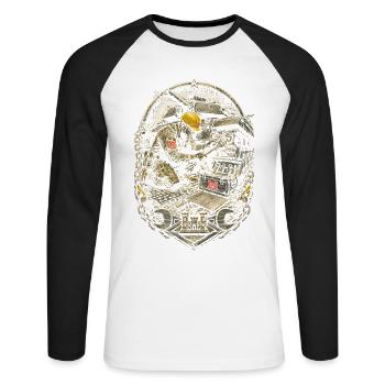 Mécanicien militaire - T-shirt baseball manches longues Homme - blanc/noir - Devant - Nik (191cm)