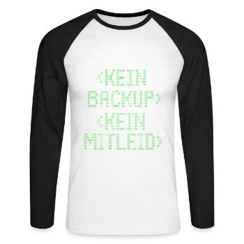 Non Ticket Non Support Informaticien Administrateur IT - T-shirt baseball manches longues Homme - blanc/noir - Devant - Nik (191cm)