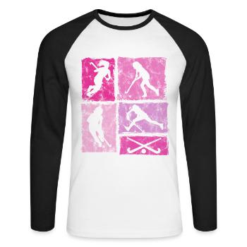Hockey Field Hockey Indoor Hockey Girls Retro - Unisex Long Sleeve Baseball T-Shirt - white/black - Front - Nik (191cm)