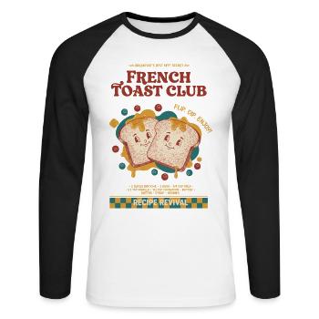 Breakfast French Toast Club Funny Brunch Coffee - Unisex Long Sleeve Baseball T-Shirt - white/black - Front - Nik (191cm)