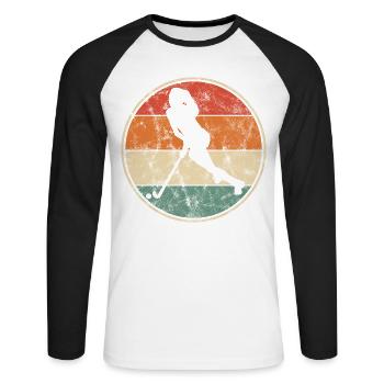 Hockey Field Hockey Indoor Hockey Women's Vintage - Unisex Long Sleeve Baseball T-Shirt - white/black - Front - Nik (191cm)