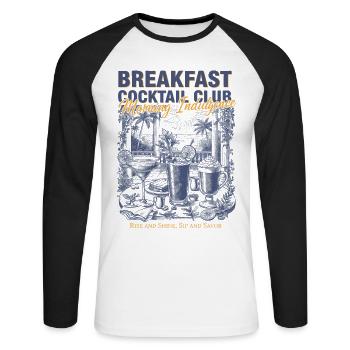 Petit-déjeuner Cocktail Club Café du matin - T-shirt baseball manches longues Homme - blanc/noir - Devant - Nik (191cm)