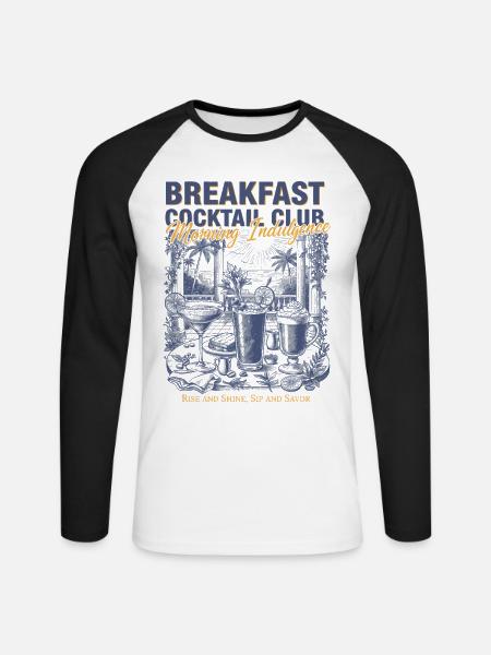 Frühstücks-Cocktailclub Morgenkaffee - Unisex Baseballshirt langarm - Weiß/Schwarz