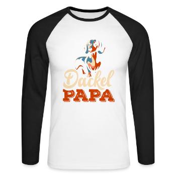Dackel Papa Hundebesitzer - Unisex Baseballshirt langarm - Weiß/Schwarz - Vorne - Nik (191cm)