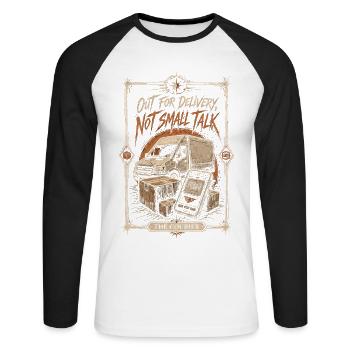 Art rétro de camionnette de livraison Drôle de coursier - T-shirt baseball manches longues Homme - blanc/noir - Devant - Nik (191cm)