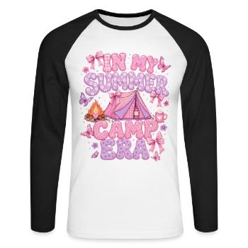 Camping Pink Summer Vacation Style Girl Gift - Unisex Long Sleeve Baseball T-Shirt - white/black - Front - Nik (191cm)