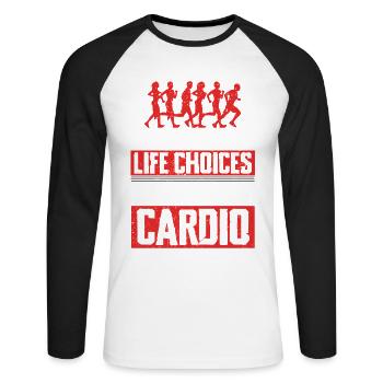 Marathon Marathonläufer Laufen Excellent Cardio - Unisex Baseballshirt langarm - Weiß/Schwarz - Vorne - Nik (191cm)