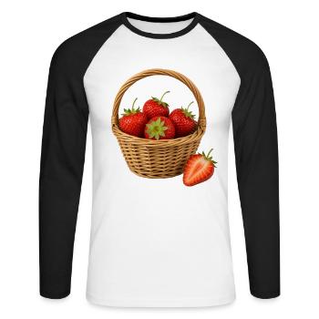 A strawberry basket of fruit and fruit strawberries - Unisex Long Sleeve Baseball T-Shirt - white/black - Front - Nik (191cm)