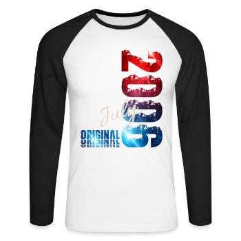 21st Birthday Gift Original July 2006 - Unisex Long Sleeve Baseball T-Shirt - white/black - Front - Nik (191cm)