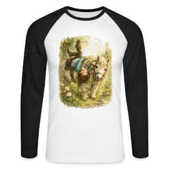 Retournez le monde à l’envers – frange - T-shirt baseball manches longues Homme - blanc/noir - Devant - Nik (191cm)