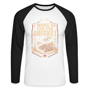 Concours de BBQ que je me suis réveillé pour le brisket - T-shirt baseball manches longues Homme - blanc/noir - Devant - Nik (191cm)