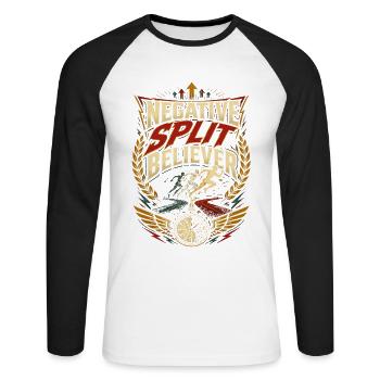 Marathon Marathon Runner Negative Split Believer - Unisex Long Sleeve Baseball T-Shirt - white/black - Front - Nik (191cm)