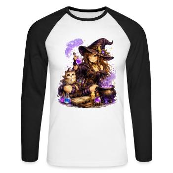 Magisches Mädchen – Zaubertrank voller Fantasie - Unisex Baseballshirt langarm - Weiß/Schwarz - Vorne - Nik (191cm)