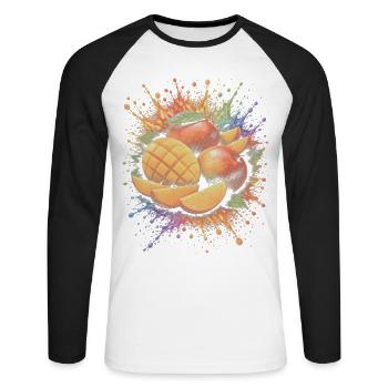 Mangue Tropicale Multicolore Splash Art - T-shirt baseball manches longues Homme - blanc/noir - Devant - Nik (191cm)